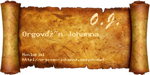 Orgován Johanna névjegykártya